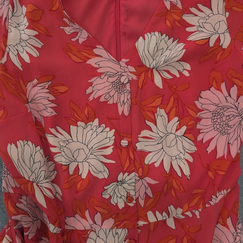 Talbots Petite Floral Print V Neck Cap‎ Sleeve Belted Dress 16 Petite - Picture 2 of 5